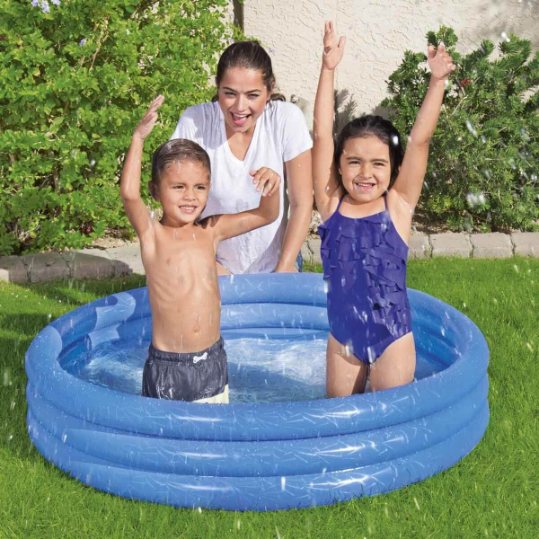 Üç Halka Yuvarlak Şişme Mavi Çocuk Havuzu Büyük Boy