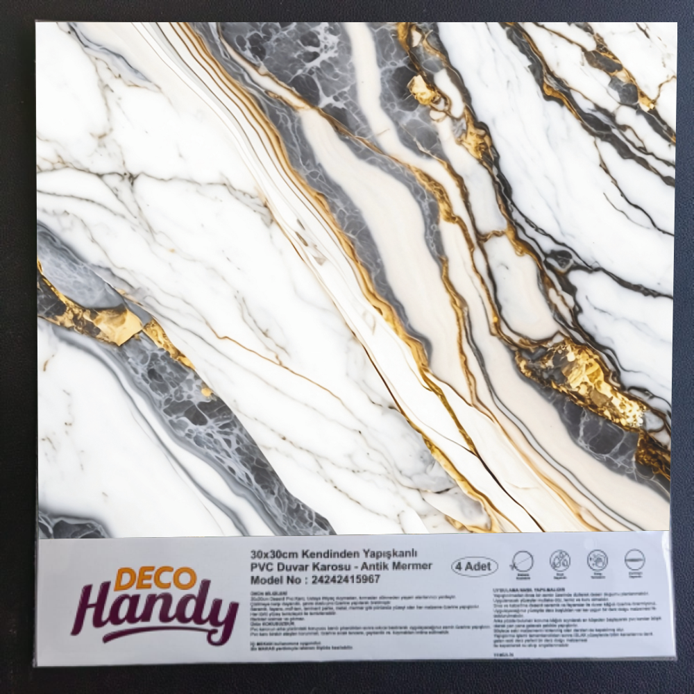 DecoHandy Pvc Yapışkanlı Yer Karosu 30x30cm 4’Lü Paket – Blue Edition 0,36m2