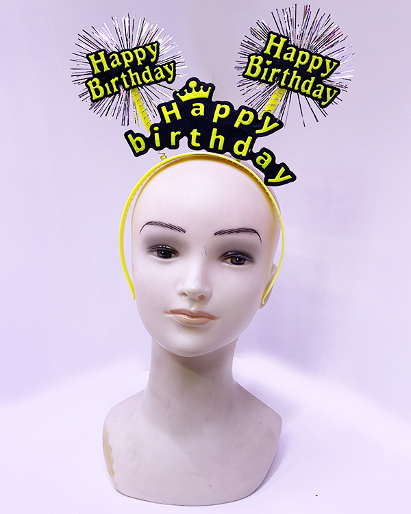 Happy Birthday Neon Sarı Taç