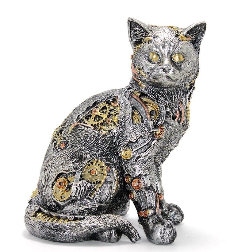 Steampunk Polyester Kedi Figürü Model 2