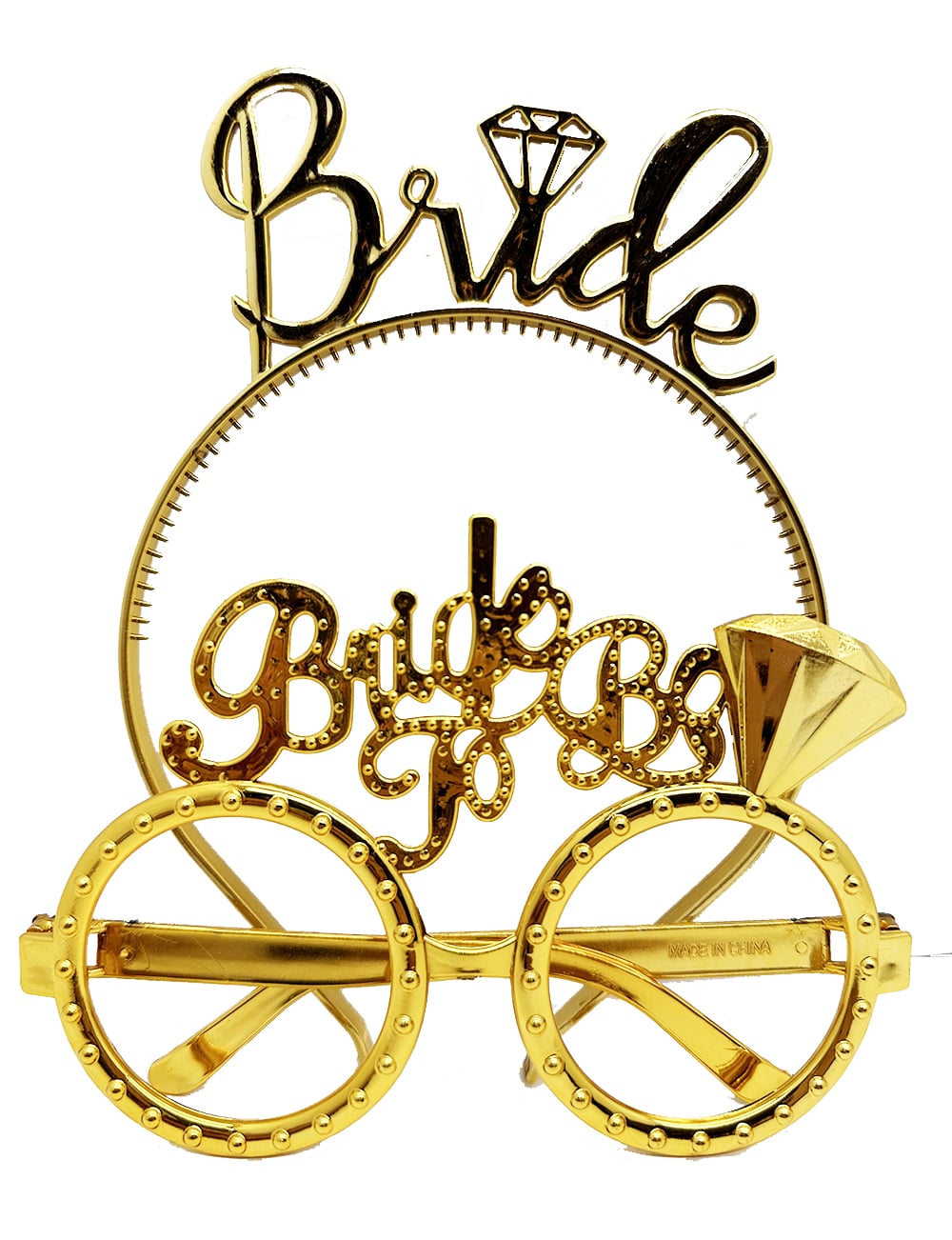 Bride Yazılı Taç ve Bride To Be Yazılı Gözlük Seti Gümüş Renk