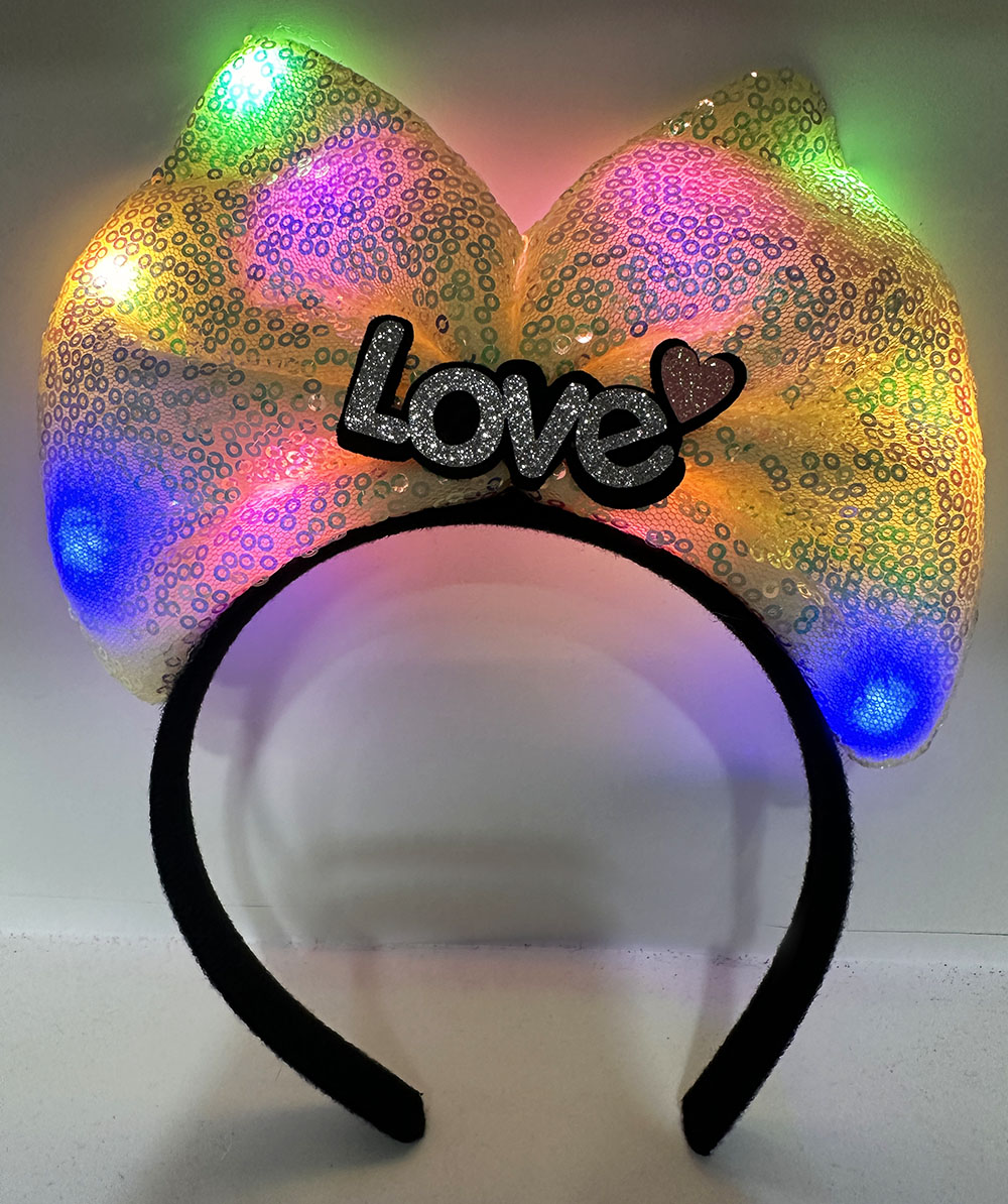 Led Işıklı Peluş Tavşan Kulak Taç Beyaz
