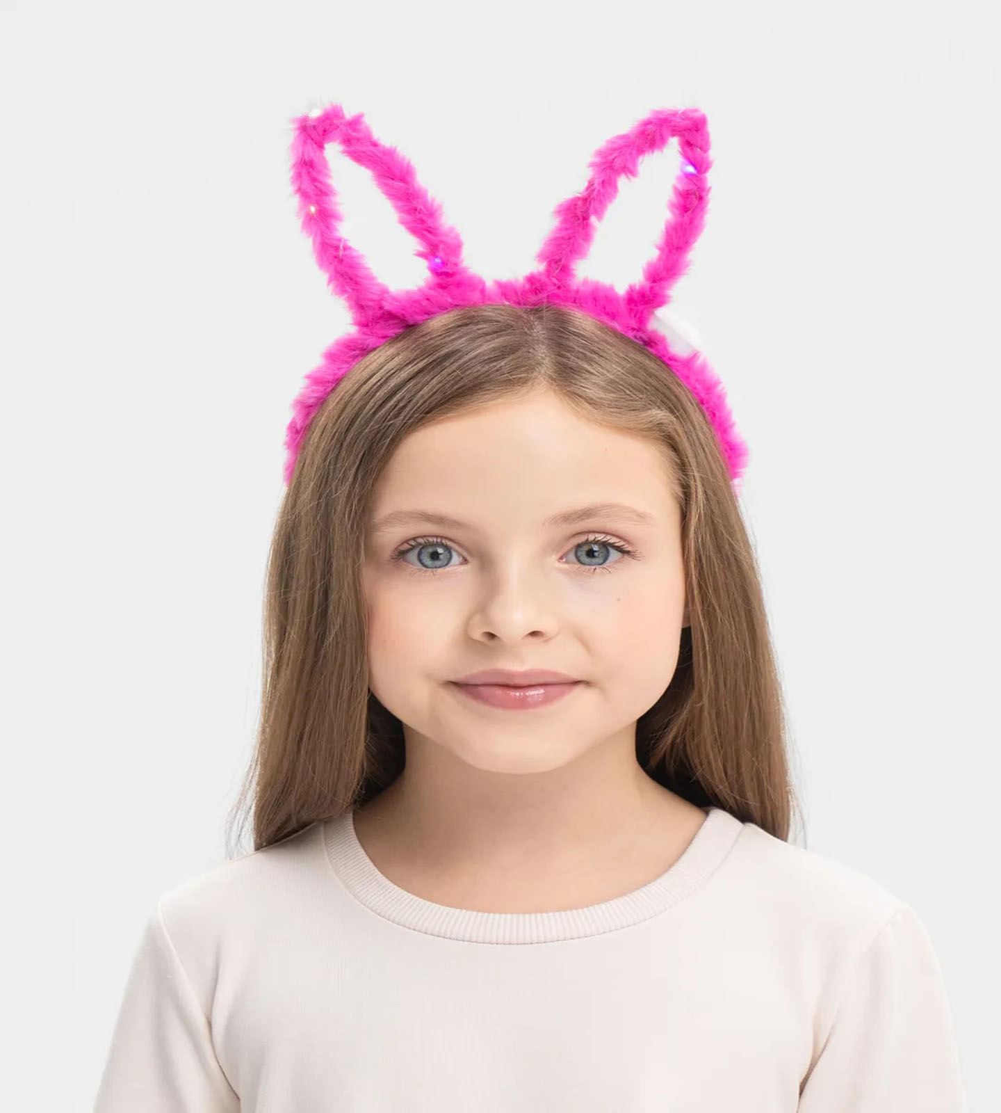 Led Işıklı Peluş Tavşan Kulak Taç Pembe