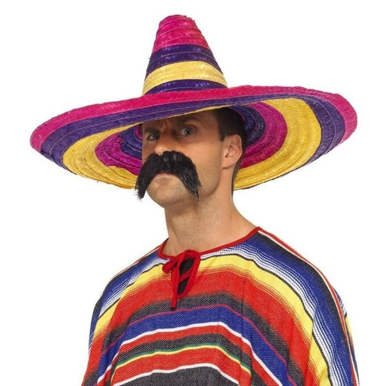 Sombrero Meksika Şapkası Renkli Örme Hasır Çocuk Boy