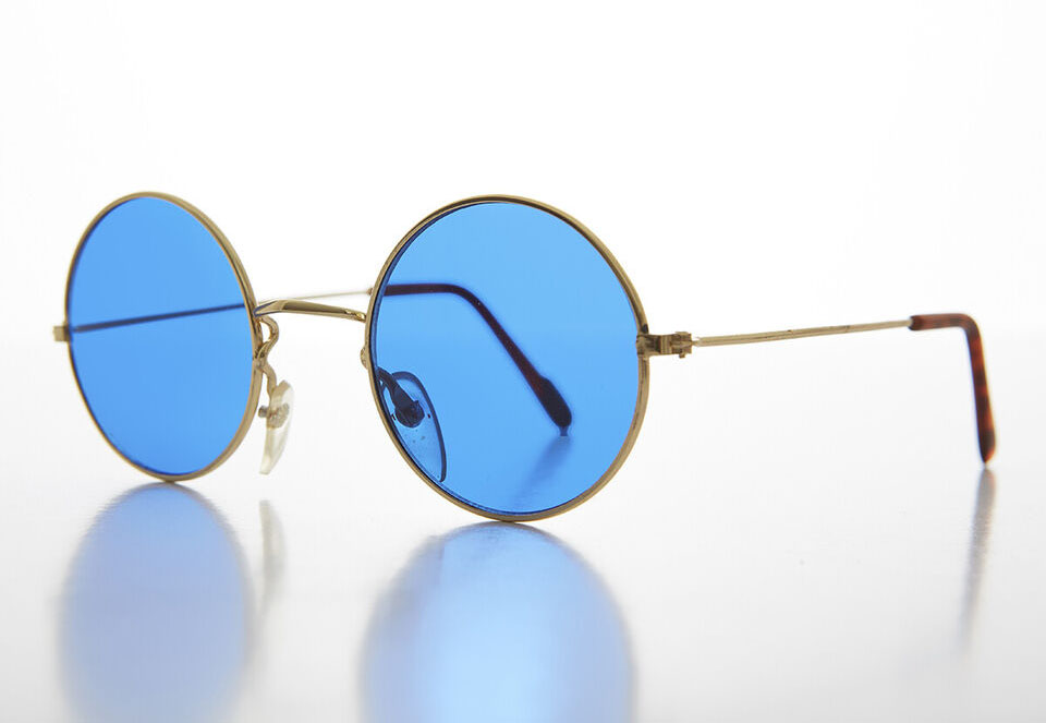 Yuvarlak Cam John Lennon Tarzı Gold Çerçeveli Sarı Gözlük